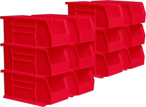 Stackable red storage bins - stackable,